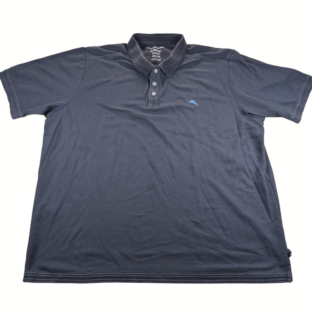 Tommy Bahama Polo Shirt Mens XXL Black IslandZone Supima Coastal Beachy Golf